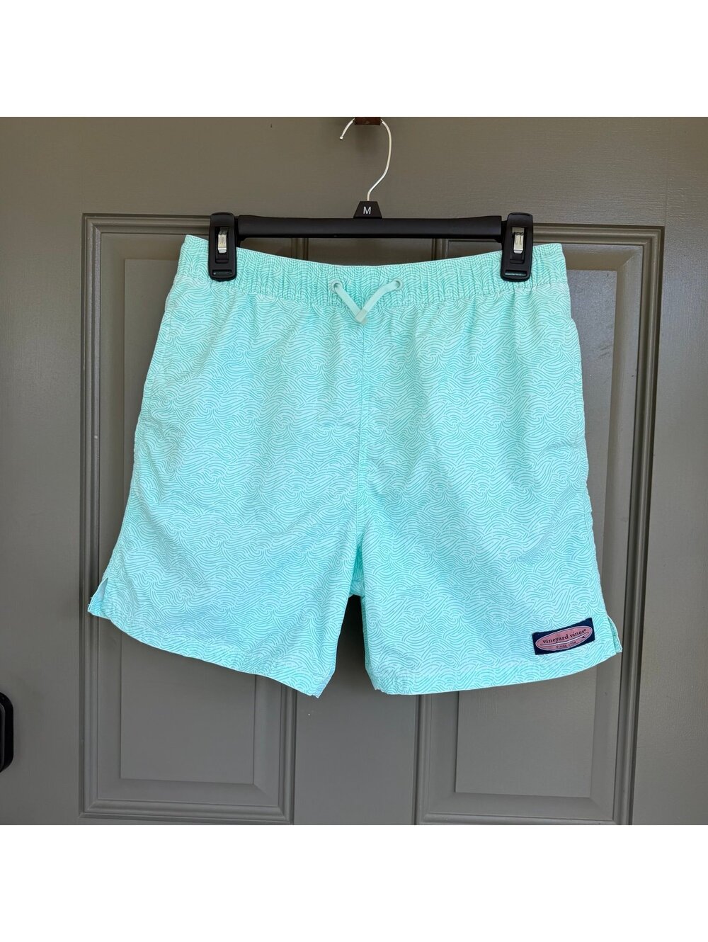 Vineyard Vines Mint Green Wave Chappy Swim Trunks Boys Youth Large